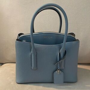 Kate Spade Margaux Medium Satchel Crossbody Bag in Blue with Silver Hardware
